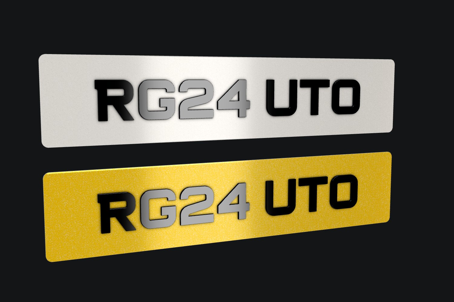 Metro number plates – white front and yellow rear with 4D acrylic Metro characters